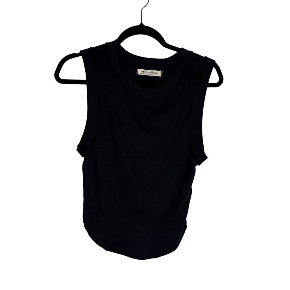 We The Free Women M Black Ribbed Casual Crew Neck Kate Tank Top NWOT - Picture 3 of 11